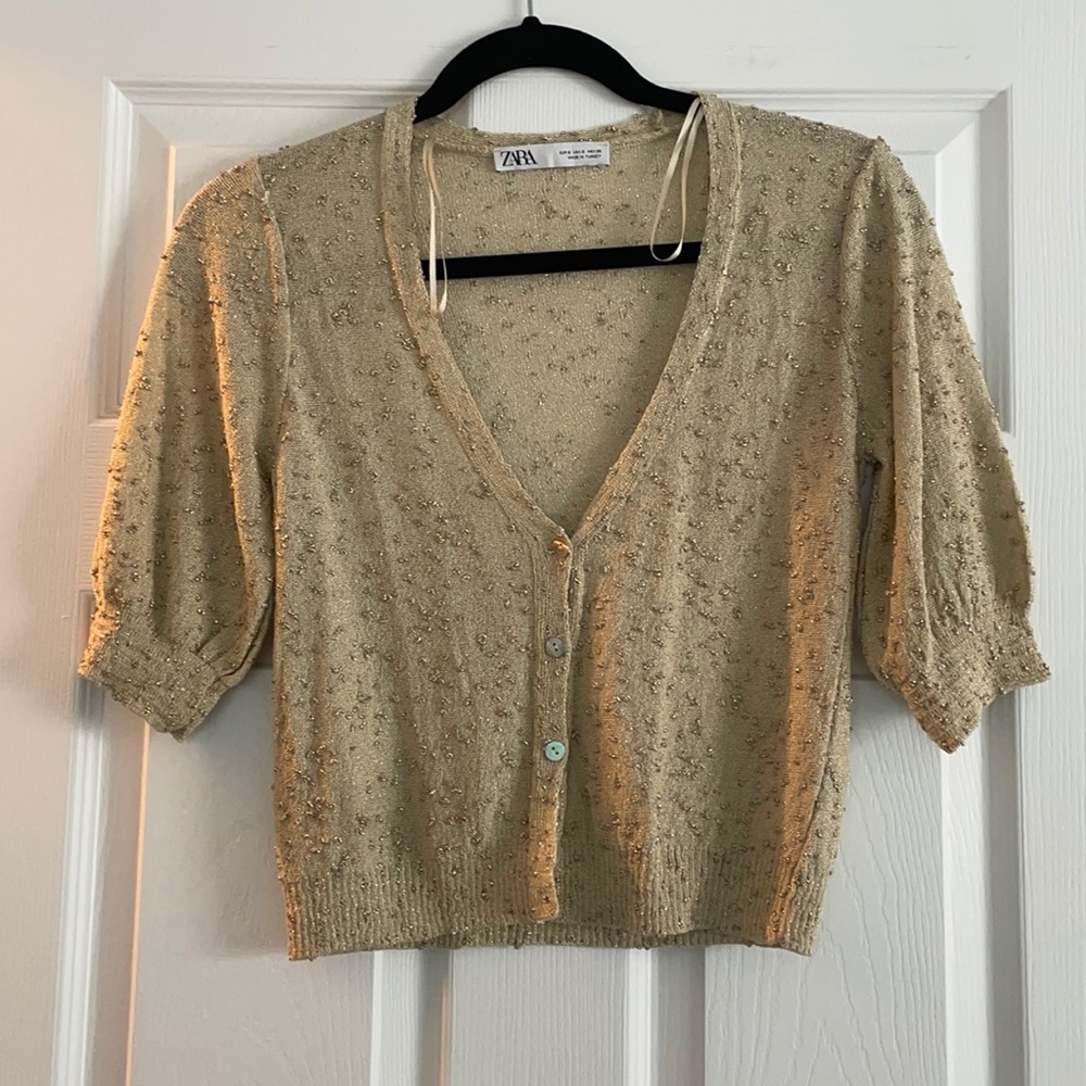 NWOT Zara Gold Cardigan